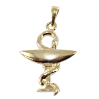 Pendentif Or Jaune Caducée pharmacien Taille 2 