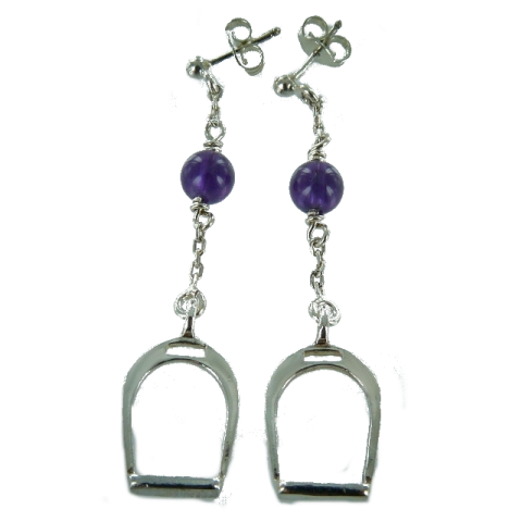 Boucles d'oreilles Argent Etrier améthyste 