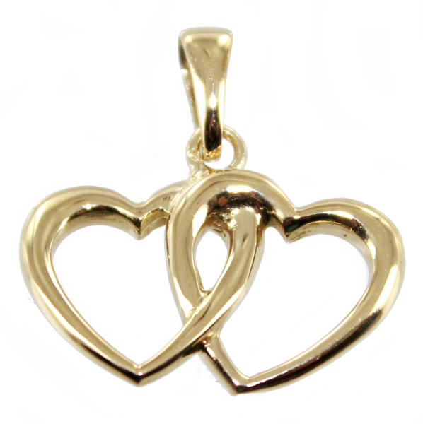 Pendentif Or Jaune Double coeur 