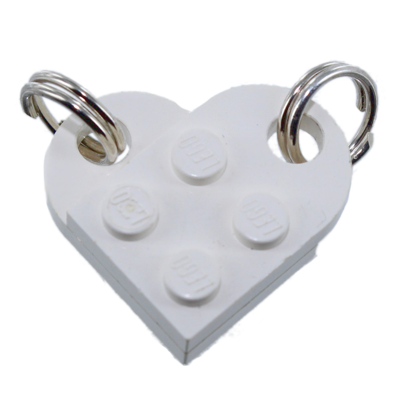 Pendentif Argent Coeur sécable en brique Blanc 