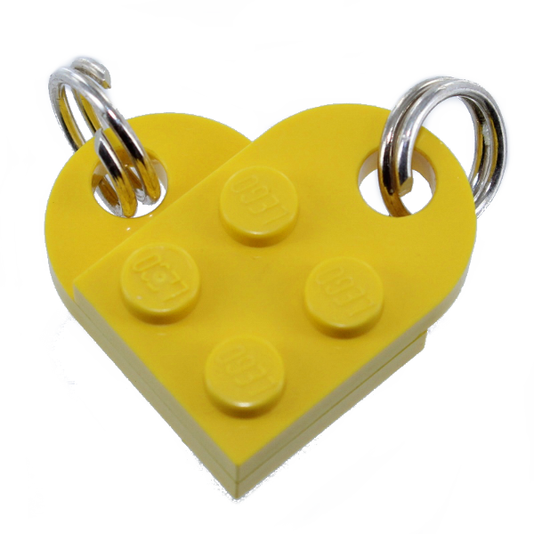 Pendentif Argent Coeur sécable en brique Jaune 