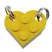 Pendentif Argent Coeur sécable en brique Jaune 