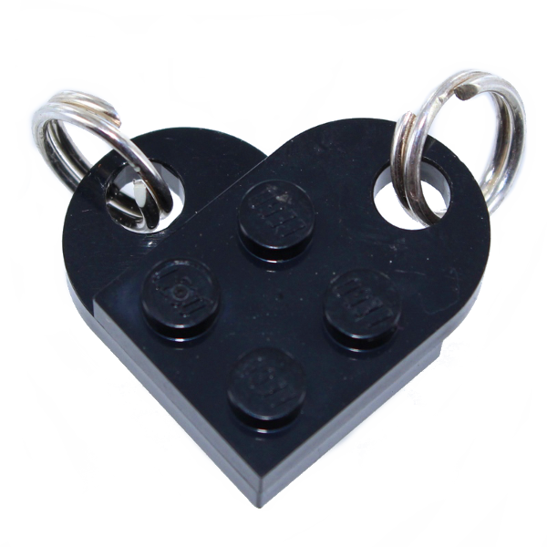 Pendentif Argent Coeur sécable en brique Noir 