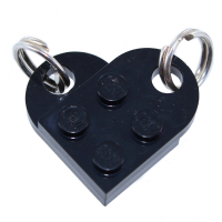 Pendentif Argent Coeur sécable en brique Noir 