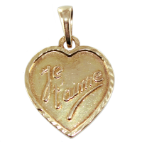 Pendentif Or Jaune Je t'aime 