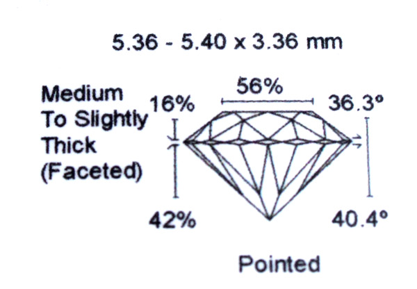 Diamant Taille Brillant 5.36mm 0.60 carat HSI2 - Image 3