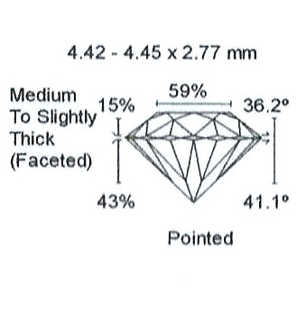 Diamant Taille Brillant 4.42mm 0.34 carat GSI2 - Image 4 