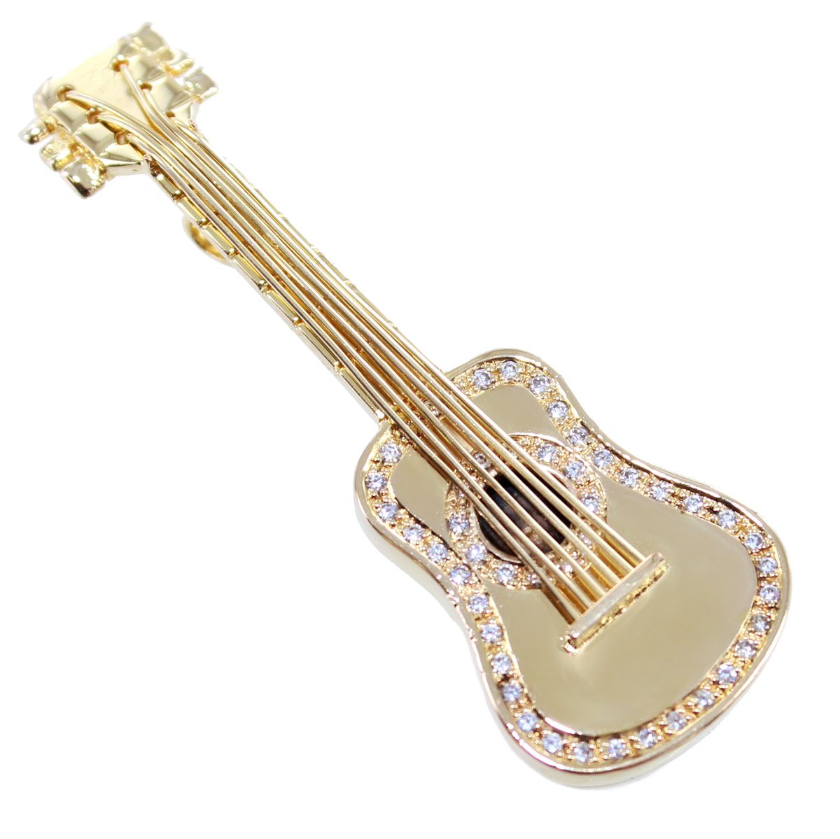 pendentif guitare sèche en or avec diamants. Elle est différente de celle de Patrick Sébastien.