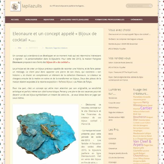 Les bijoux eleonaure dans le blog lapis lazuli